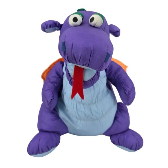 Vintage Chosun Parachute Puffy Dragon Dinosaur Purple 15" Plush Stuffed Animal - Picture 8 of 8